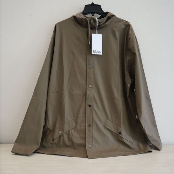 RAINS 12010 Unisex Sz XL Wood Brown Shell Waterproof Jacket - Picture 2 of 9